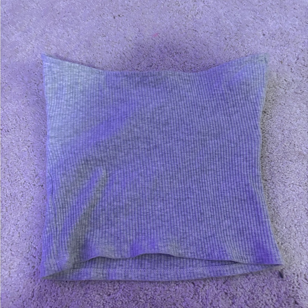 Gray Ribbed Crossover Tube Top - Picture 2 of 3